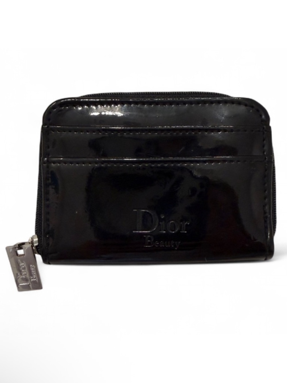 Dior Beauty Patent Leather Zip Around Credit Card Holder